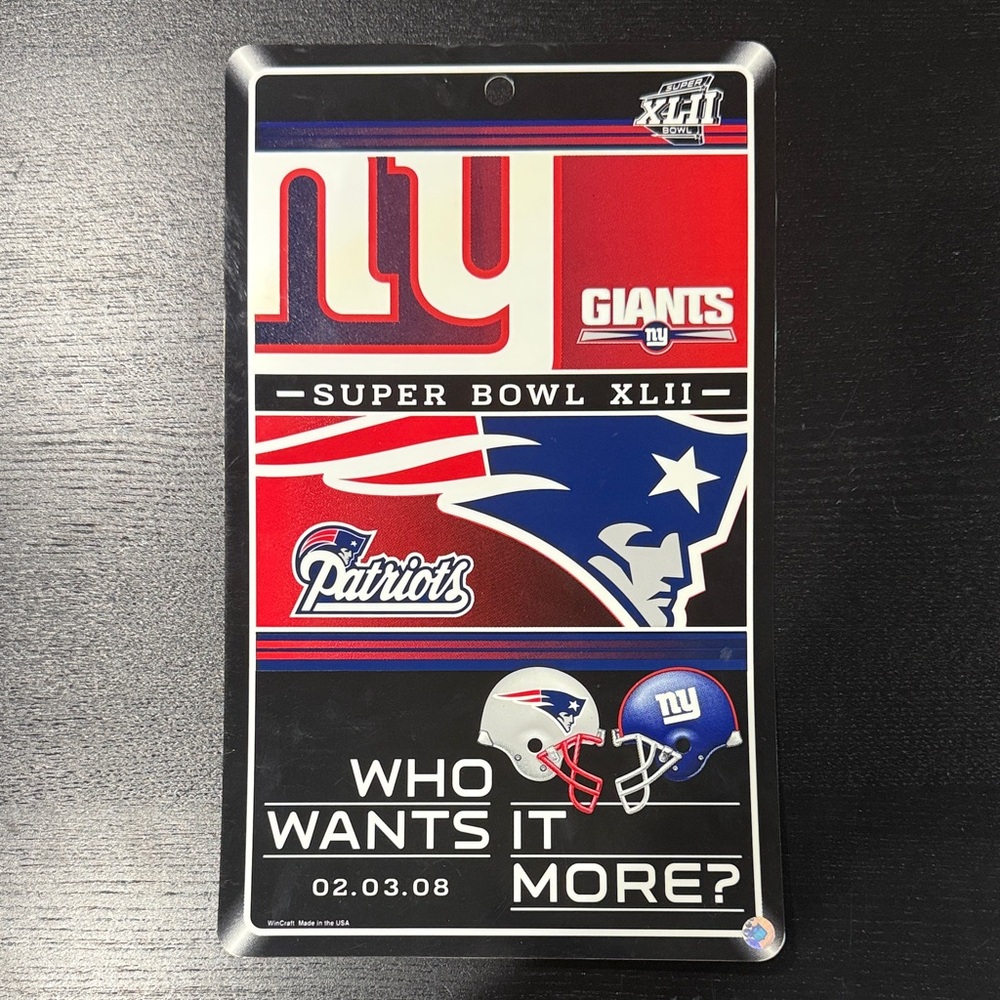 Super Bowl XLII Commemorative Plaque Sign